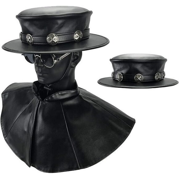 Plague Doctor Hat w Metal Cross Band Absolute Vibe Halloween Steampunk Medium - Picture 4 of 12